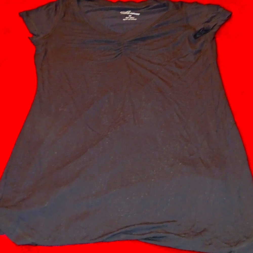 LISOME. Black, vneck, short sleeve shirt.